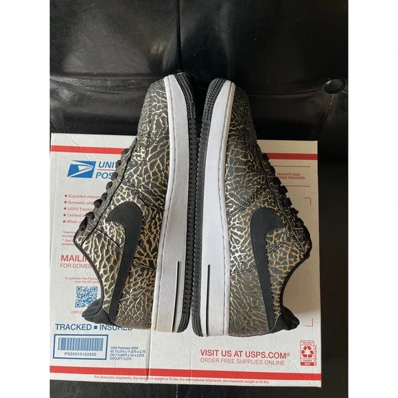Nike Air Force 1 Low Elephant Print Black Metallic Gold